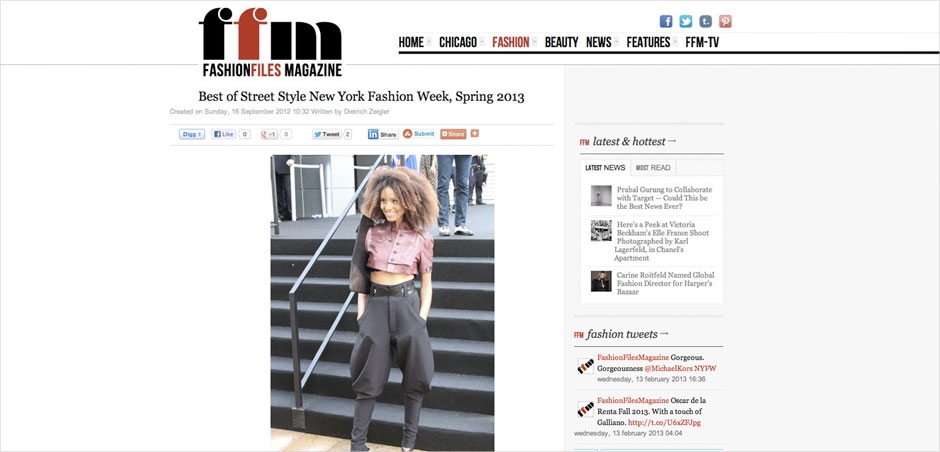 Ndoema The Global Girl featured in Fashion Files Magazine during New York Fashion Week.