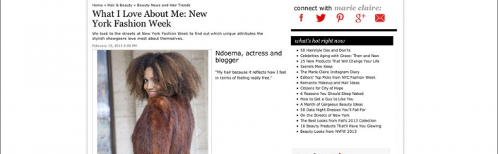 Marie Claire: What I Love About Me