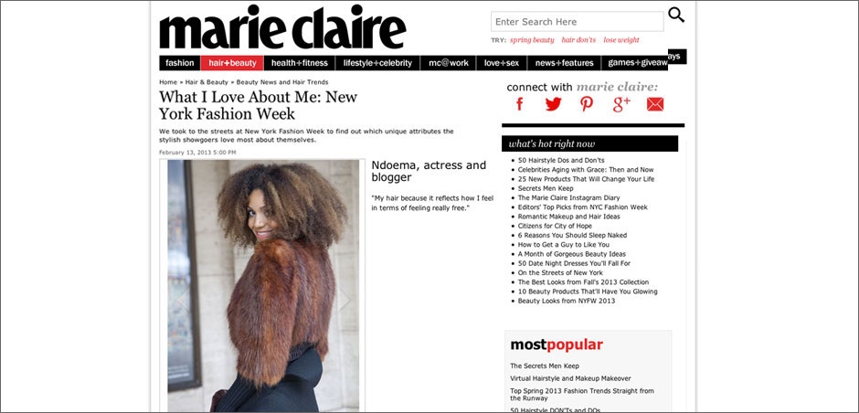 Marie Claire: What I Love About Me