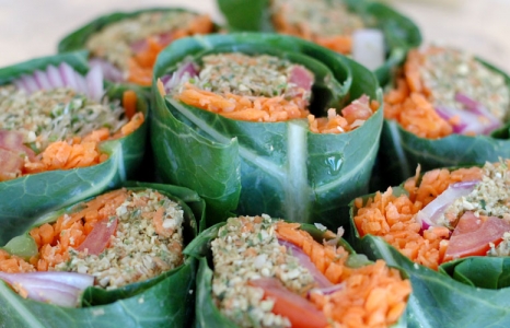Raw Vegan Veggie Wrap with Pumpkin Seed & Mint Patty