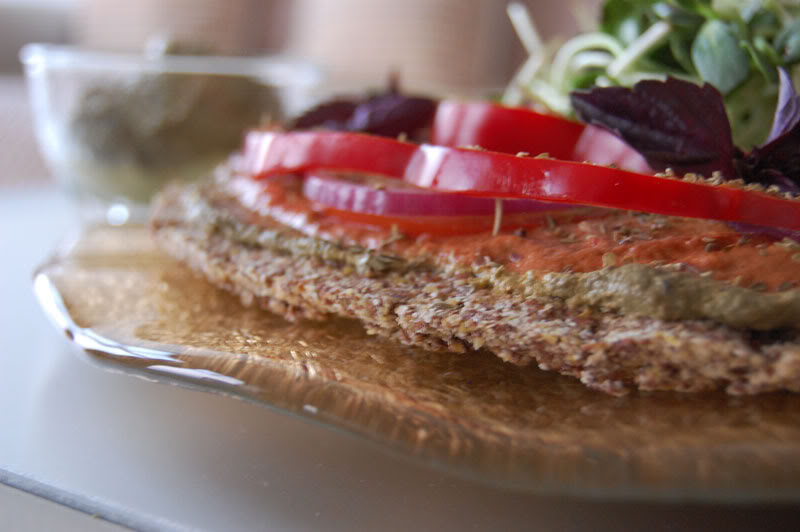 The Global Girl Raw Food Recipes: Raw Pizza with Gluten-free and Nut-Free Buckwheat and Flax Seed Crust - Vegan & Dairy Free.