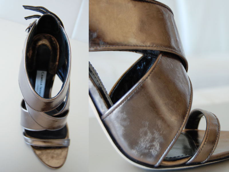 Camilla Skovgaard sandals with brushed-steel metallic-leather and multi-buckle. 