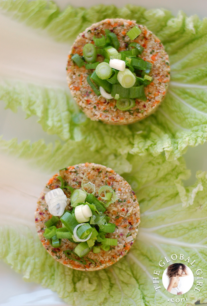 Raw cauliflower burgers. These delicious raw cauliflower burger patties are vegan, gluten free, dairy free and nut-free.