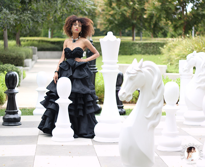 Ndoema sports a black tiered organza strapless gown by African designer Mimi Plange | The Global Girl Fashion Editorials