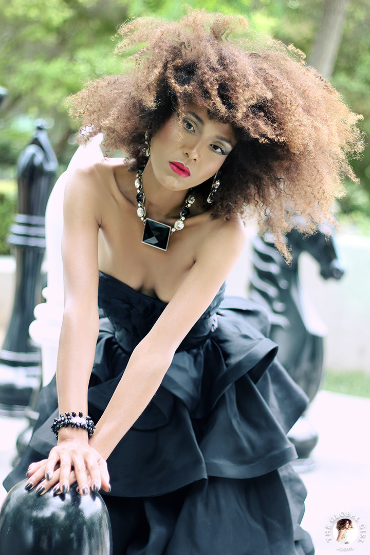 Ndoema sports a black tiered organza strapless gown by African designer Mimi Plange | The Global Girl Fashion Editorials