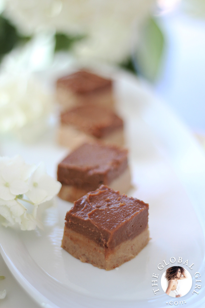 Chocolate Caramel Durian Fudge Brownies. 100% raw, vegan, gluten free, dairy free and nut free. The ultimate healthy decadent dessert!