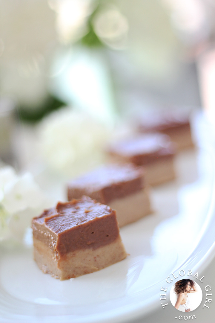 Chocolate Caramel Durian Fudge Brownies. 100% raw, vegan, gluten free, dairy free and nut free. The ultimate healthy decadent dessert!