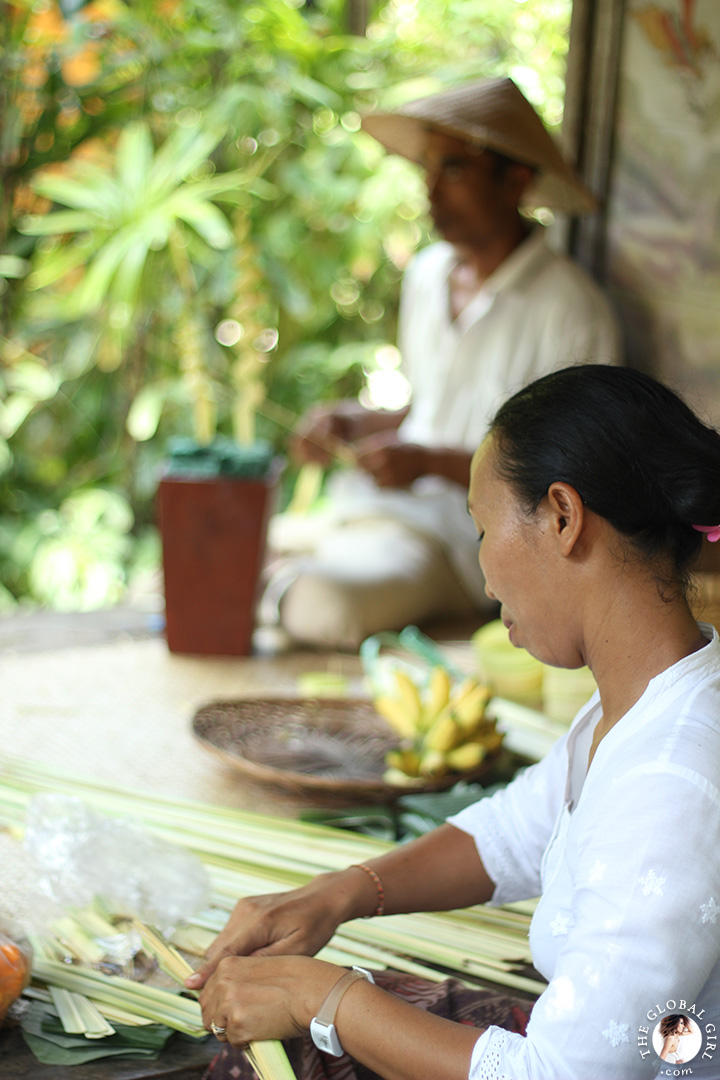 The Global Girl Travels: Exotic getaway in Canggu Beach, Bali. The ancient art of Balinese ornaments, gebogan (flower offerings) and janur (palm leaf) arrangements, plays a central part in the island’s way of life.