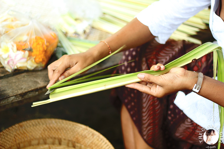 The Global Girl Travels: Exotic getaway in Canggu Beach, Bali. The ancient art of Balinese ornaments, gebogan (flower offerings) and janur (palm leaf) arrangements, plays a central part in the island’s way of life.