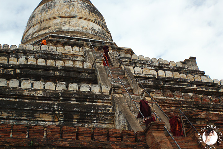 The Global Girl Travels: Burmese Monks at Shwe Sandaw Paya Padoda in Bagan, Myanmar.