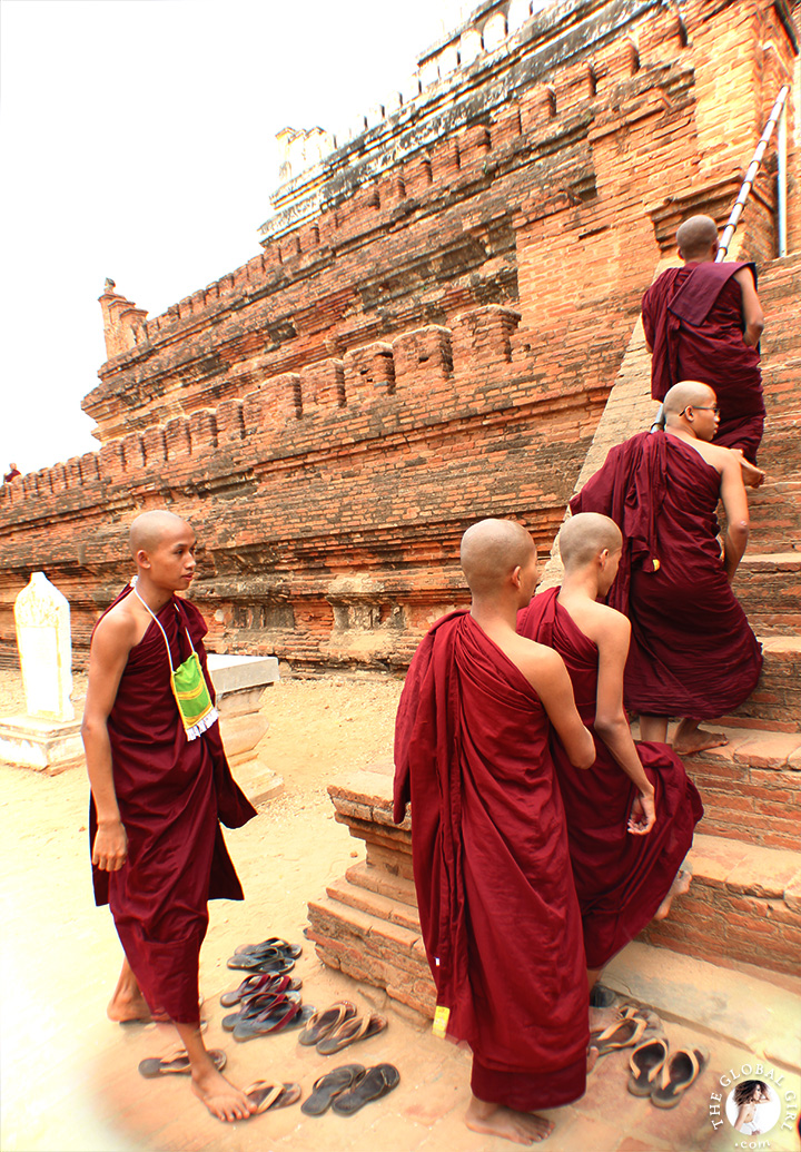 The Global Girl Travels: Burmese Monks at Shwe Sandaw Paya Padoda in Bagan, Myanmar.