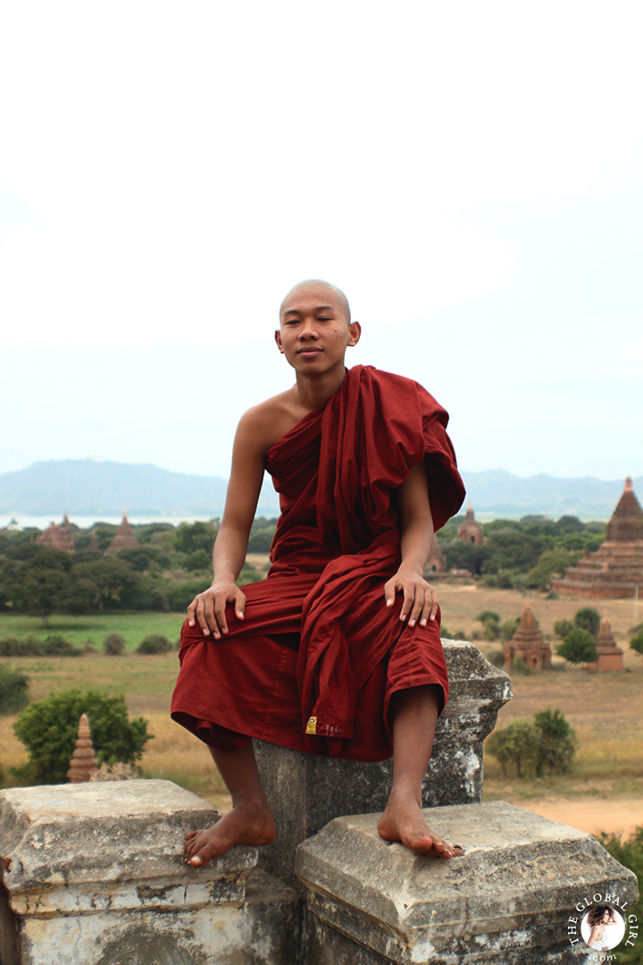 The Global Girl Travels: Burmese Monks at Shwe Sandaw Paya Padoda in Bagan, Myanmar.