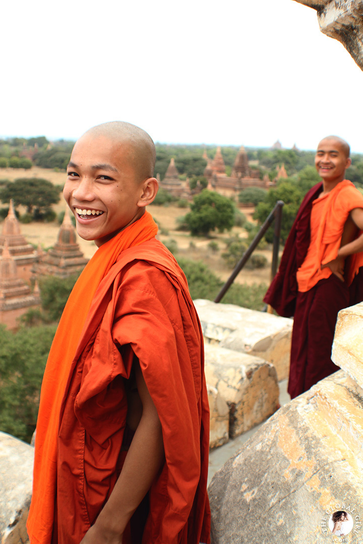 The Global Girl Travels: Burmese Monks at Shwe Sandaw Paya Padoda in Bagan, Myanmar.