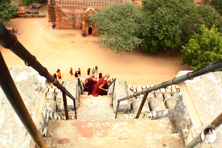 The Global Girl Travels: Burmese monk at Shwe Sandaw Paya Padoda in Bagan, Myanmar.