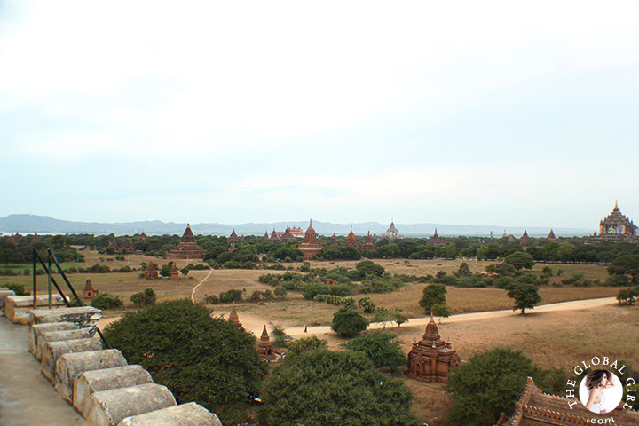 The Global Girl Travels: Panoramic view of the valley at Shwe Sandaw Paya Padoda in Bagan, Myanmar.