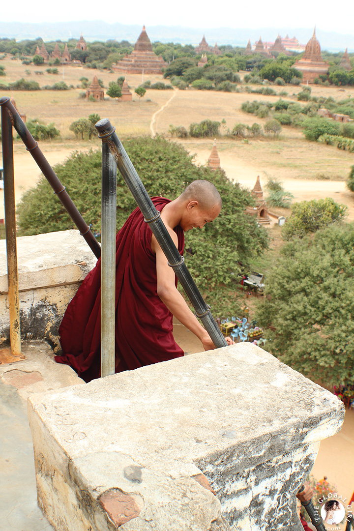 The Global Girl Travels: Burmese monk at Shwe Sandaw Paya Padoda in Bagan, Myanmar.