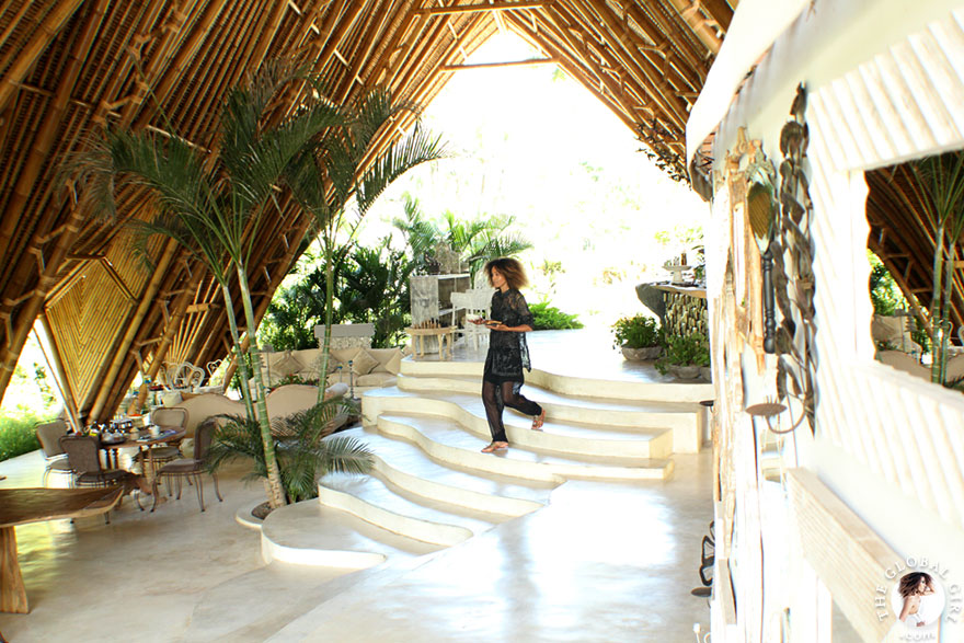 The Global Girl Travels: Ndoema enjoys a tropical breakfast at Glamping Hub's luxury glamping tents in Ubud, Bali.