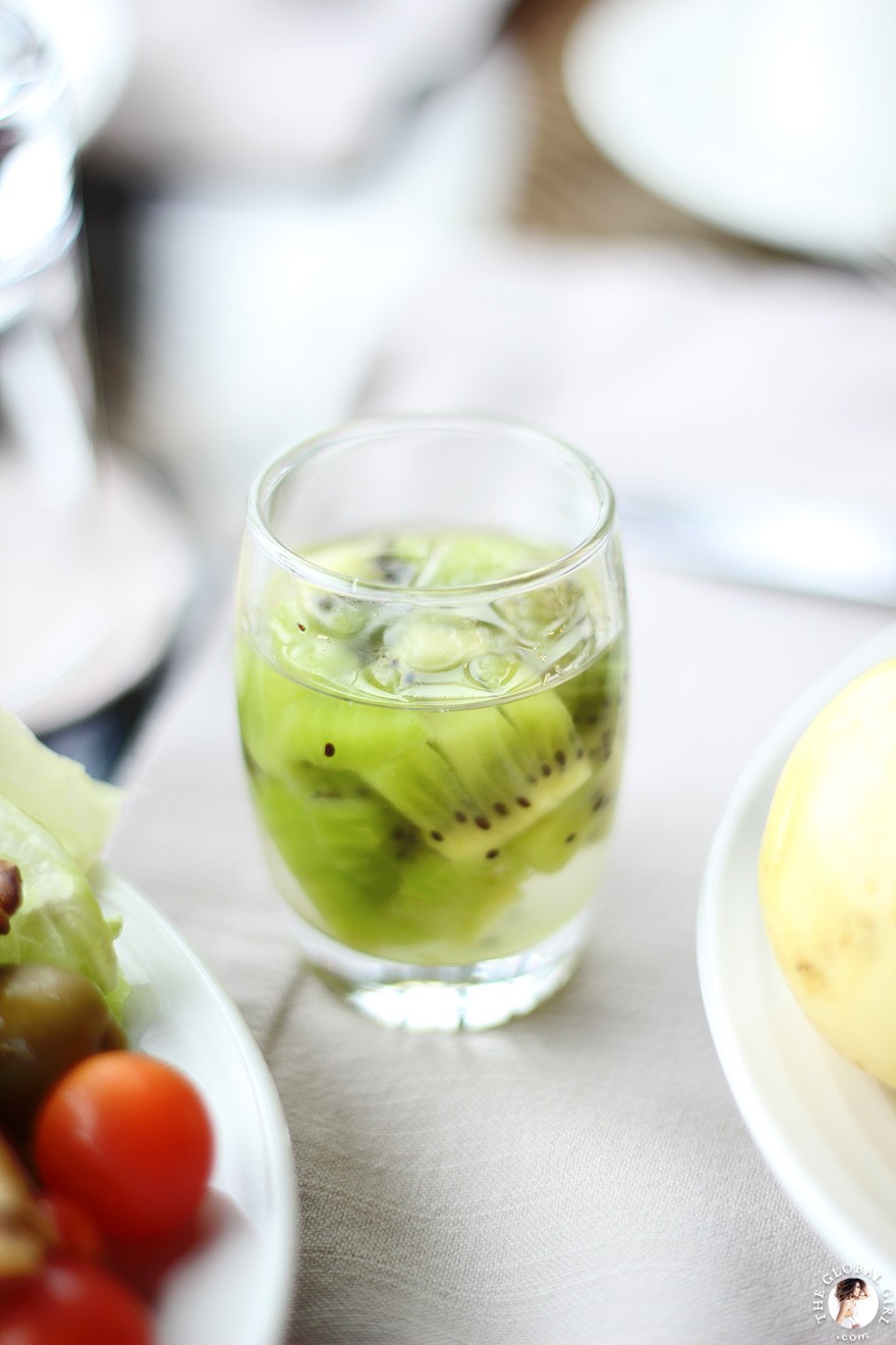 The Global Girl Travels: Kiwi infused water at The Sofitel Legend Old Cataract Hotel in Aswan, Egypt.