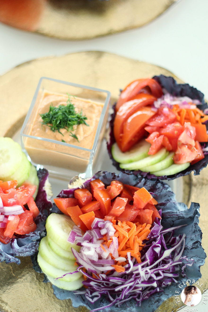 The Global Girl Raw Vegan Recipes: Vegan Tacos with Smoky Chipotle Hummus. This recipe is 100% raw, dairy free, gluten free, oil free, nut free and does not use beans at all!