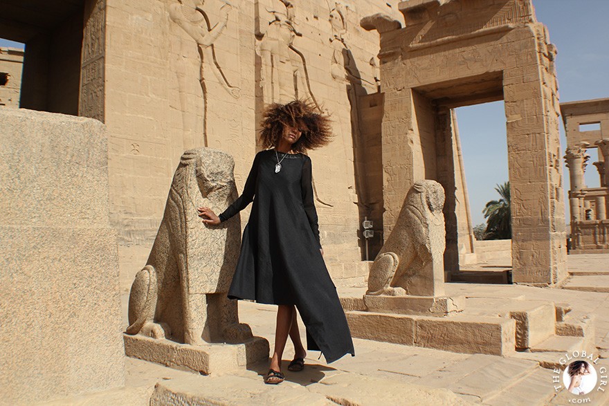 The Global Girl Travels: Ndoema at the Philae Temple in Aswan, Egypt.