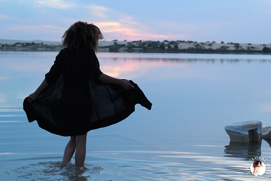 The Global Girl Travels: Ndoema at the Siwa salt lake, Egypt.