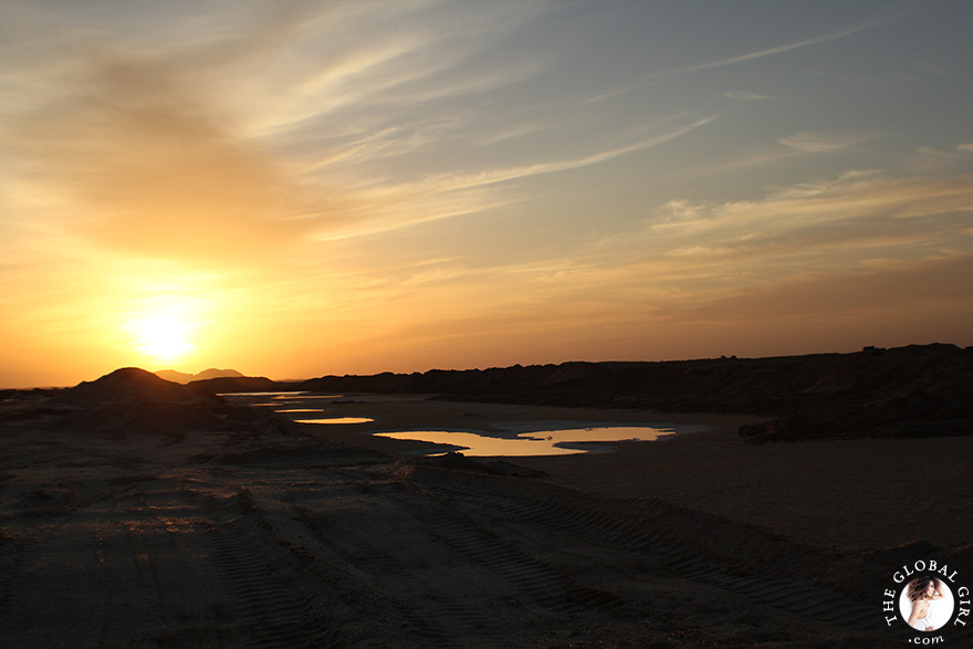 The Global Girl Travels: Sunset at a local salt mine, at Siwa Oasis, Egypt.