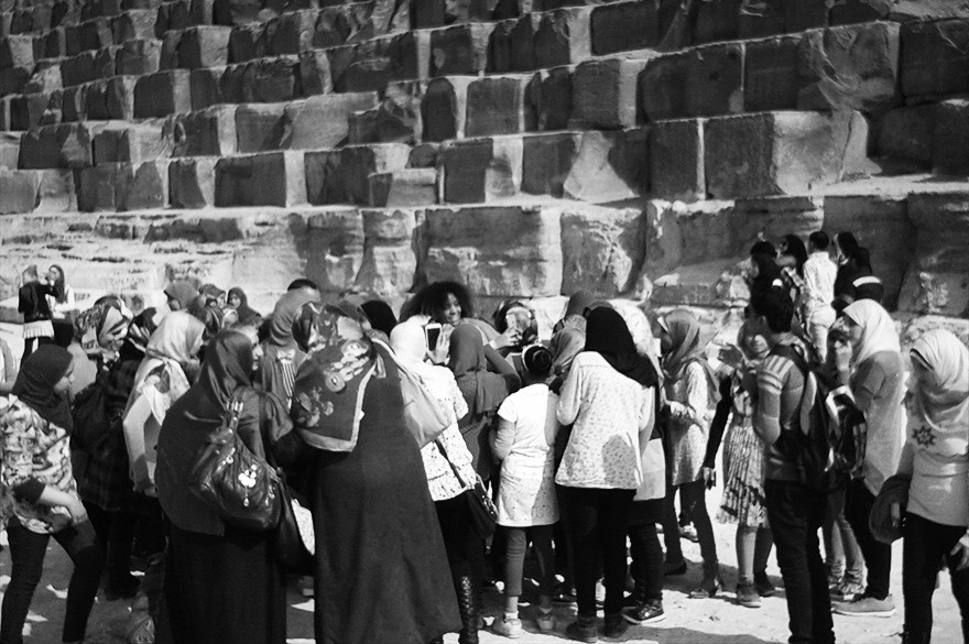 The Global Girl Community: Ndoema gets flash-mobbed by Egyptian teens fans at the foot of the Great Pyramid of Giza, Egypt.