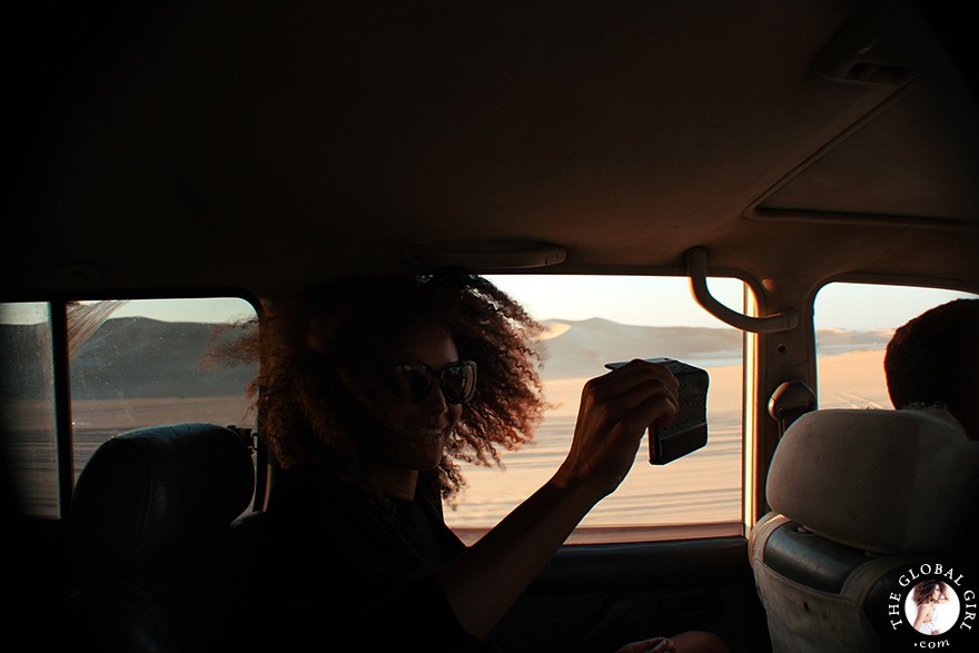 The Global Girl Travels: Ndoema on a safari in the Libyan desert - Sahara, North Africa.