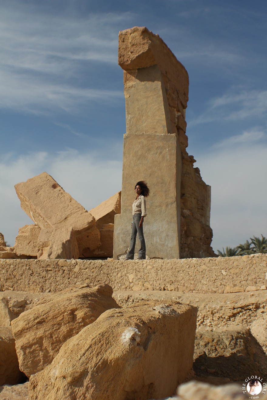 The Global Girl Travels: Ndoema at the Temple of the Oracle of Amun at Siwa Oasis, Egypt.