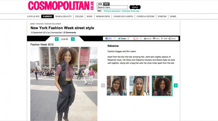 Ndoema makes the New York Fashion Week Best-Dressed list in Cosmopolitan UK