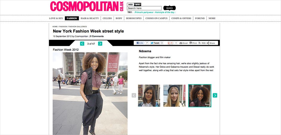 Ndoema makes the New York Fashion Week Best-Dressed list in Cosmopolitan UK