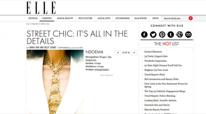 Ndoema is featured in Elle Magazine during New York Fashion Week