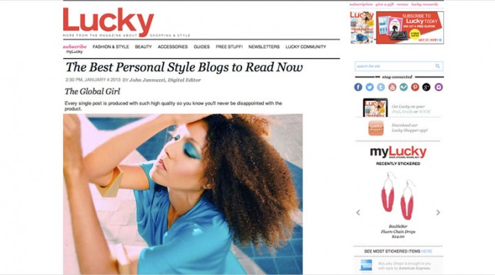 Lucky Magazine names theglobalgirl.com one of "The Best Personal Style Blogs"