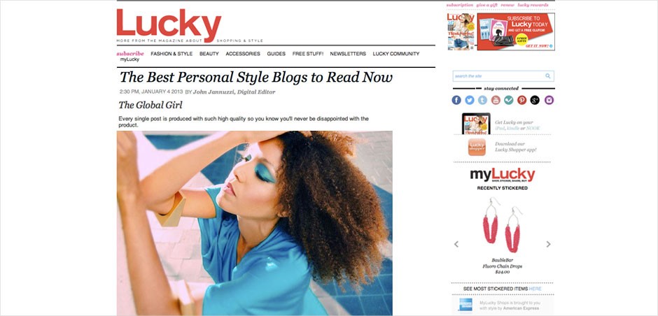 Lucky Magazine names theglobalgirl.com one of "The Best Personal Style Blogs"