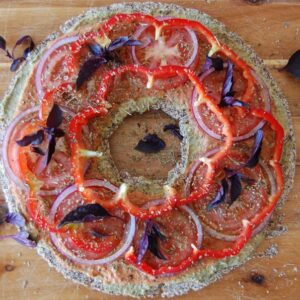 The Global Girl Raw Food Recipes: Raw Pizza with Gluten-free and Nut-Free Buckwheat and Flax Seed Crust - Vegan & Dairy Free.