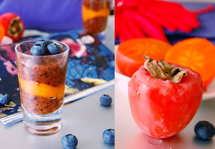 The Global Girl Raw Dessert Recipes: Raw Persimmon/Blueberry Parfait. This delicious raw parfait is vegan, fat-free, sugar-free, dairy-free and gluten-free.