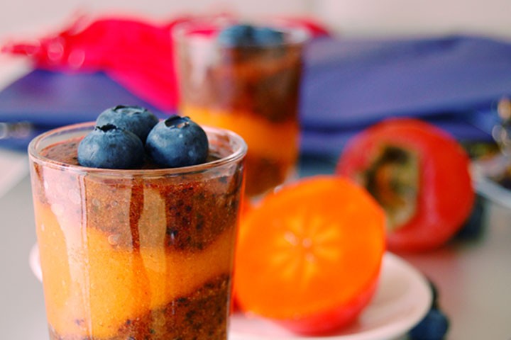 The Global Girl Raw Dessert Recipes: Raw Persimmon/Blueberry Parfait. This delicious raw parfait is vegan, fat-free, sugar-free, dairy-free and gluten-free.
