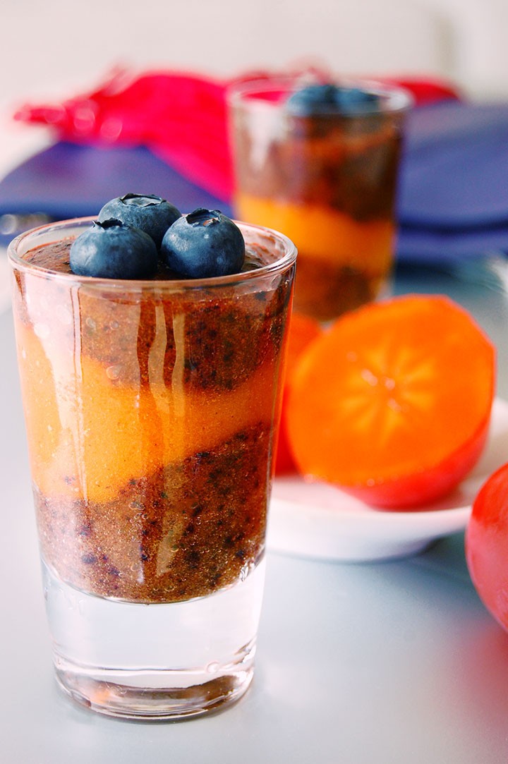 The Global Girl Raw Dessert Recipes: Raw Persimmon/Blueberry Parfait. This delicious raw parfait is vegan, fat-free, sugar-free, dairy-free and gluten-free.